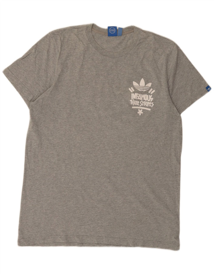 Adidas T-shirt graphique à trois rayures pour hommes, grand coton moucheté gris