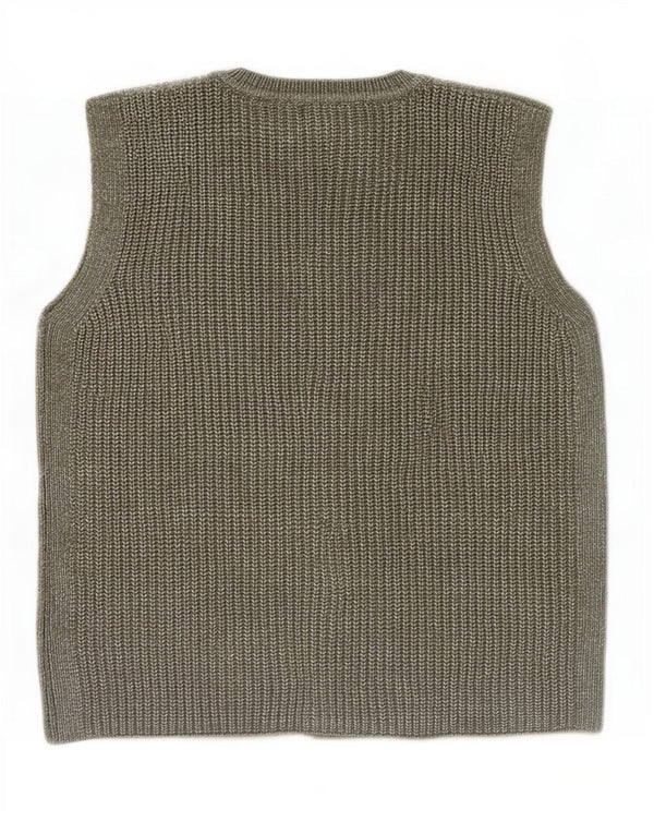 Marks & Spencer Pull cardigan sans manches pour femme UK 6 XS Kaki Polyester