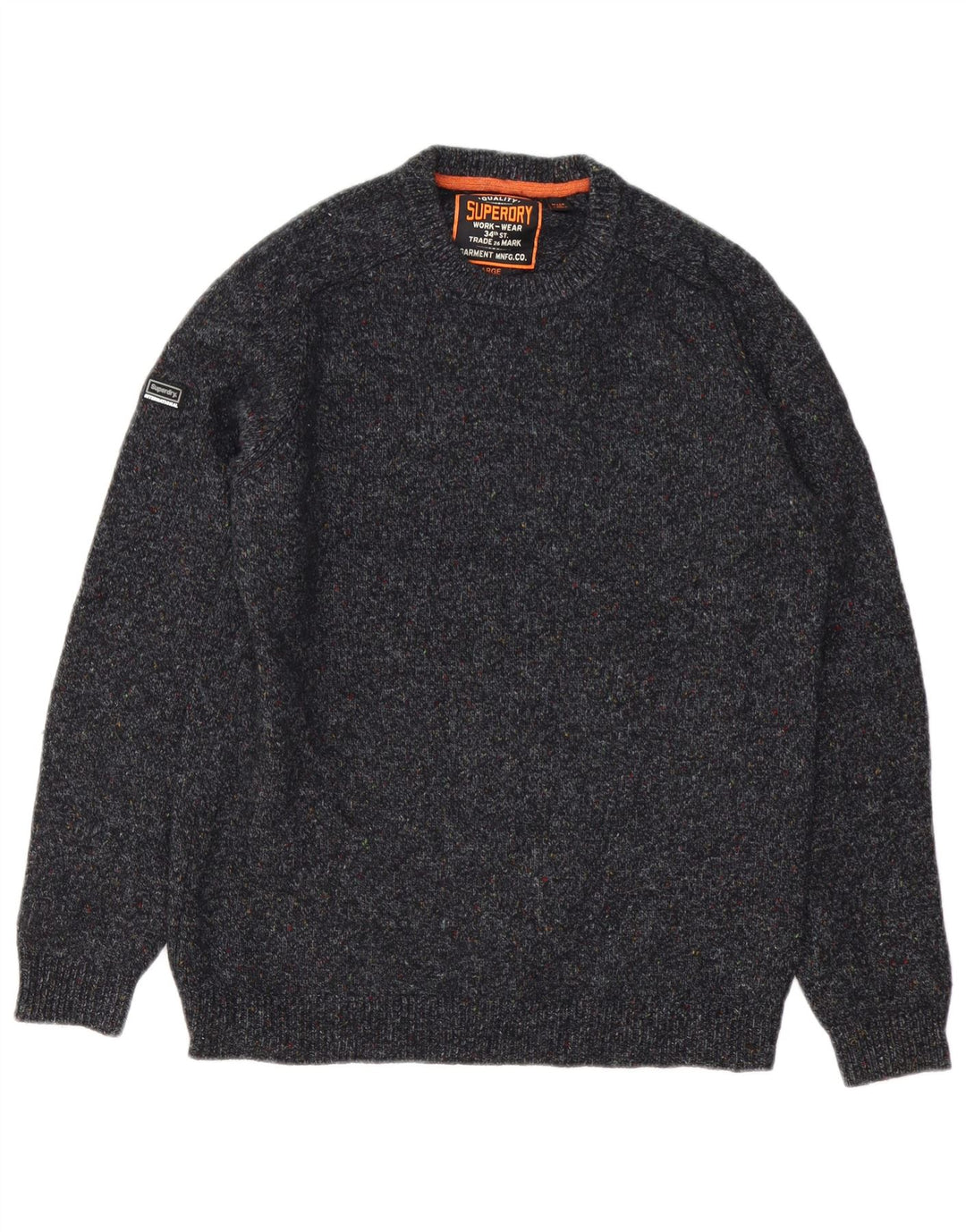 Superdry Pull ras du cou pour homme en laine mouchetée gris grand