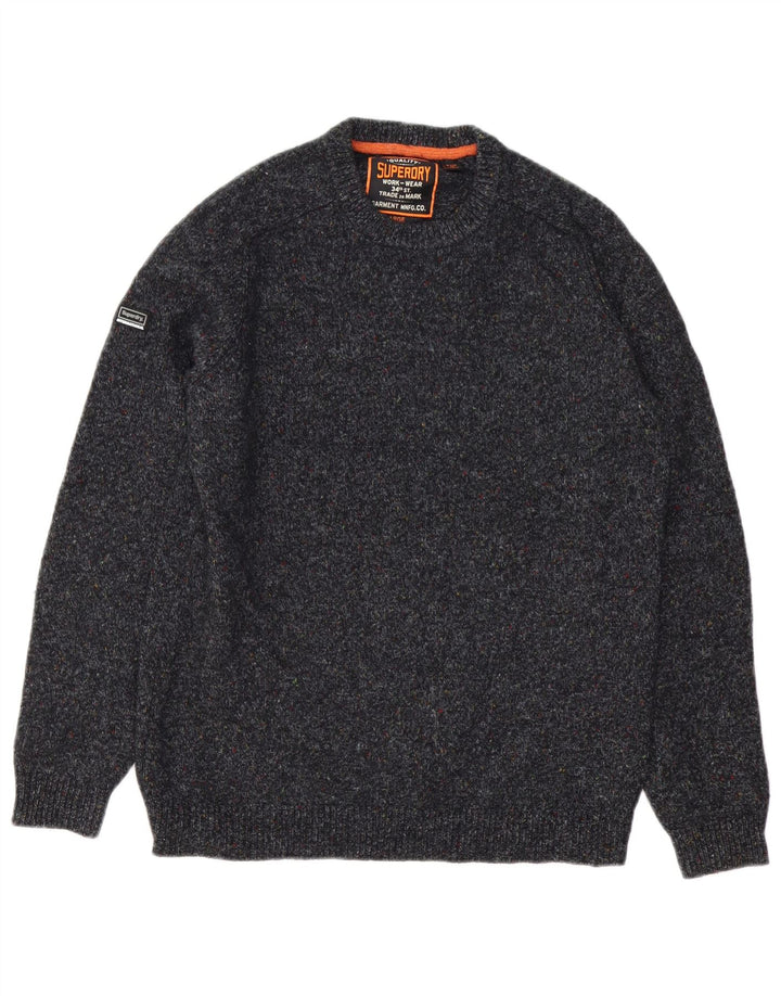 Superdry Pull ras du cou pour homme en laine mouchetée gris grand