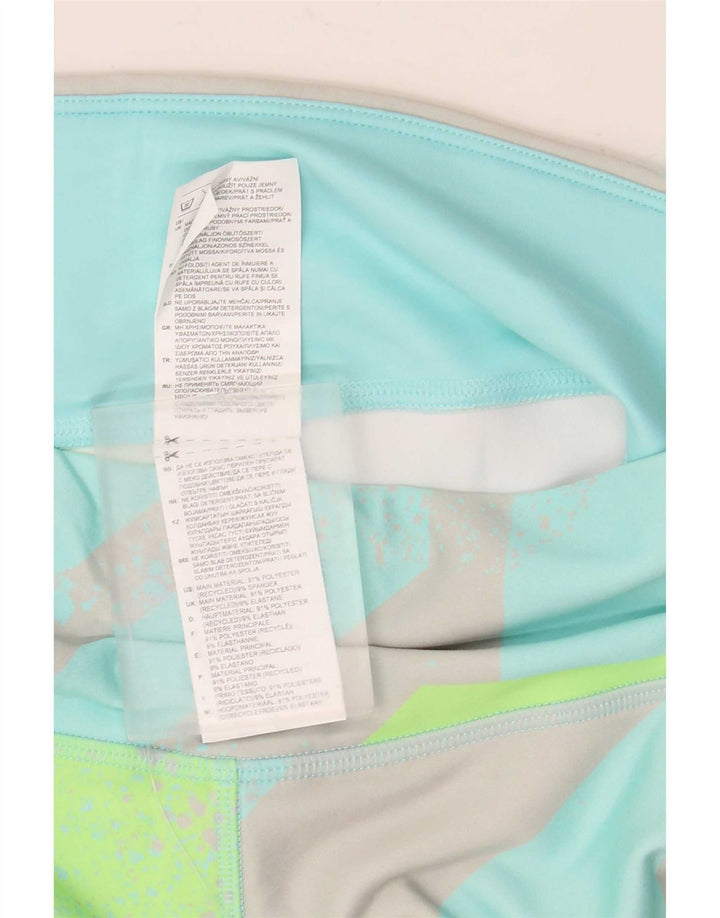 Reebok Leggings Capri Femme FR 12/14 Polyester Géométrique Turquoise Moyen