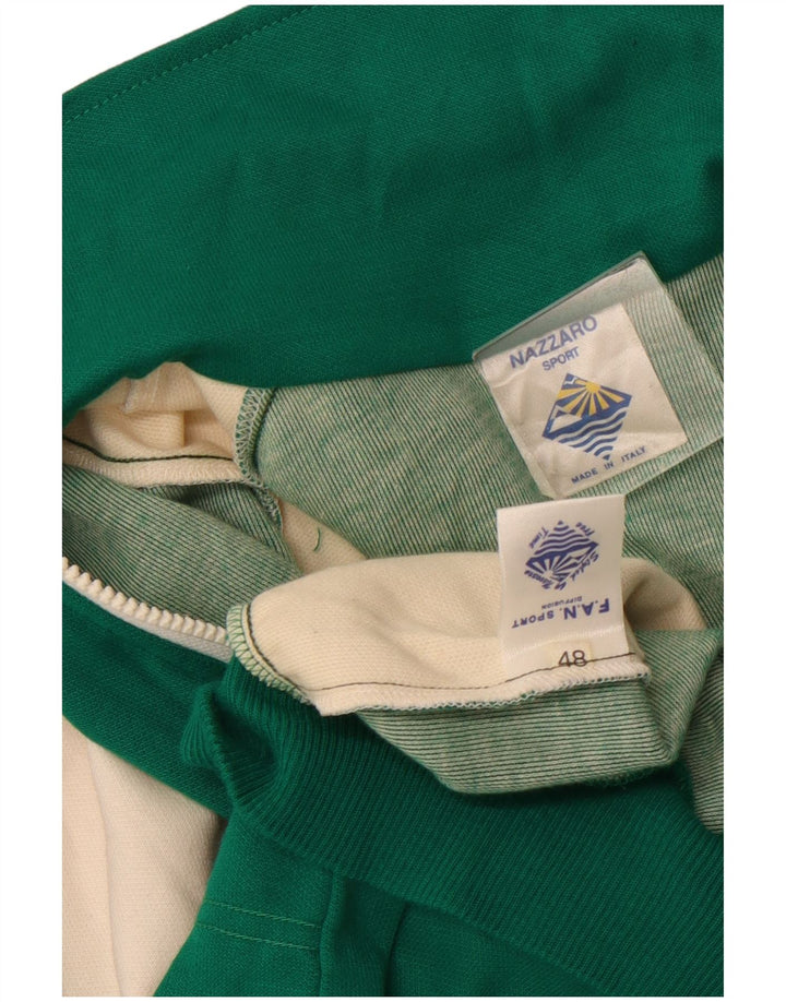 VINTAGE Femmes Graphique Survêtement Top Veste IT 48 XL Vert Colourblock