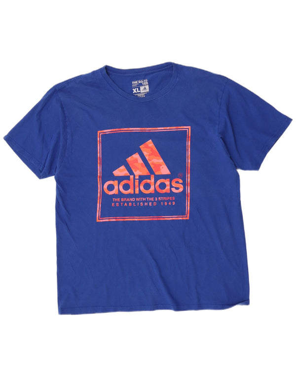 Adidas T-Shirt Graphique Homme Top XL Bleu Coton