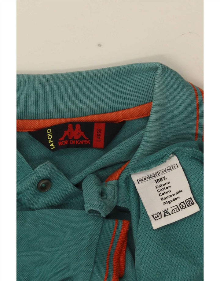 Kappa Polo Homme Large Vert Rayé Coton