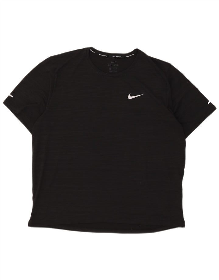 Nike T-shirt Dri Fit pour homme en polyester à fines rayures noires