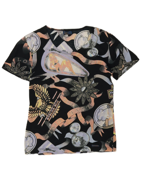 Byblos Womens Graphic T-Shirt Top UK 12 Moyen Multicolore Coton