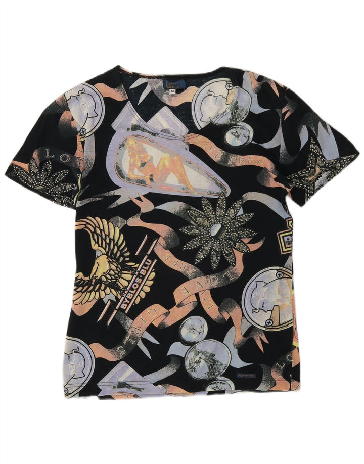 Byblos Womens Graphic T-Shirt Top UK 12 Moyen Multicolore Coton