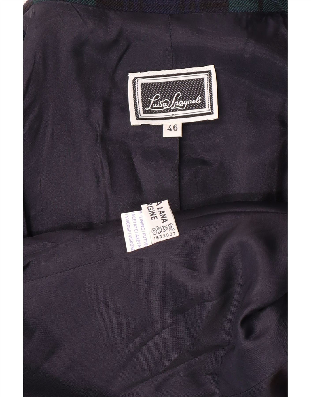 LUISA SPAGNOLI Veste Blazer Femme IT 46 Grand Vert Plaid Classique