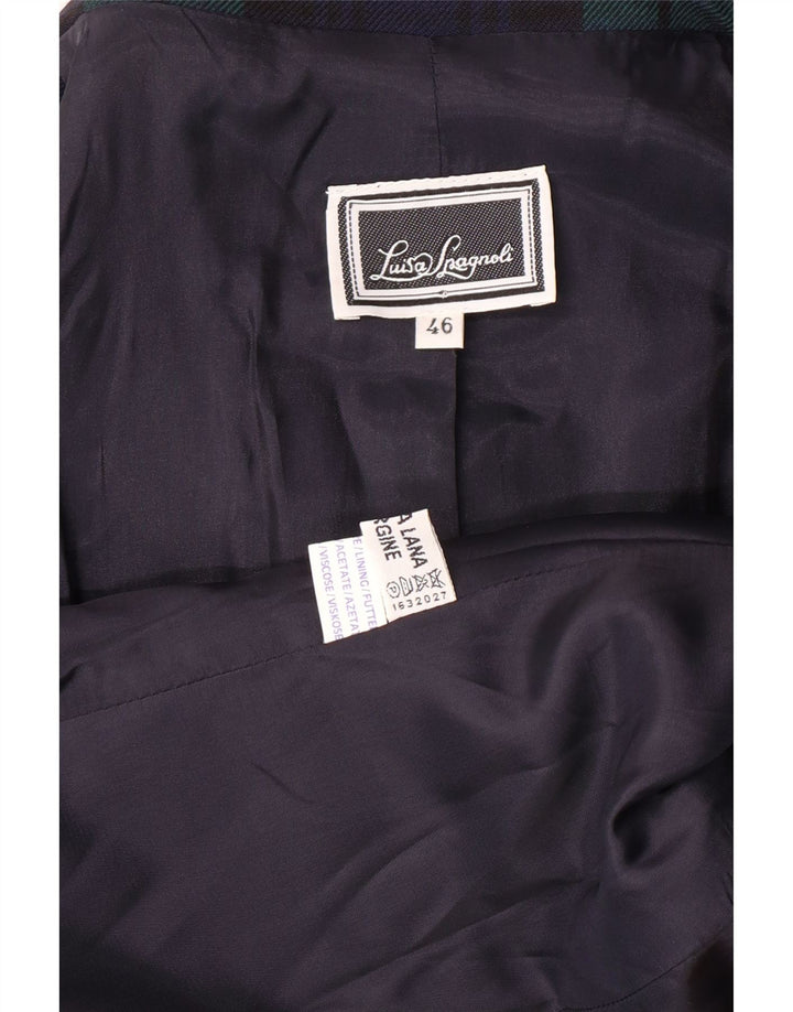 LUISA SPAGNOLI Veste Blazer Femme IT 46 Grand Vert Plaid Classique