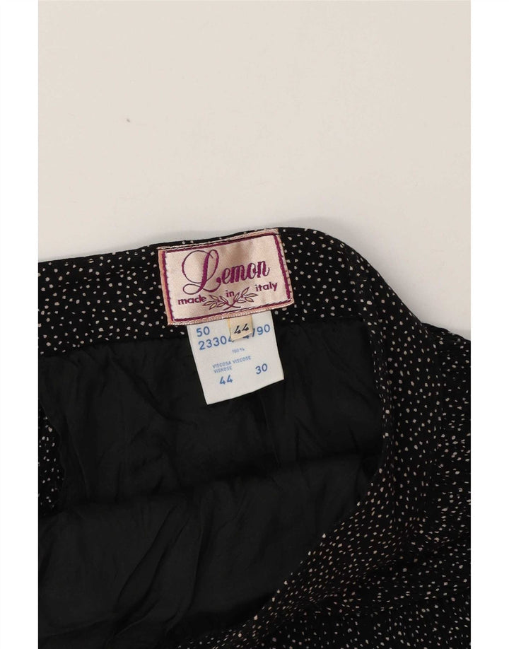 Jupe Midi Femme Lemon IT 44 Medium W30 Viscose À Pois Noir