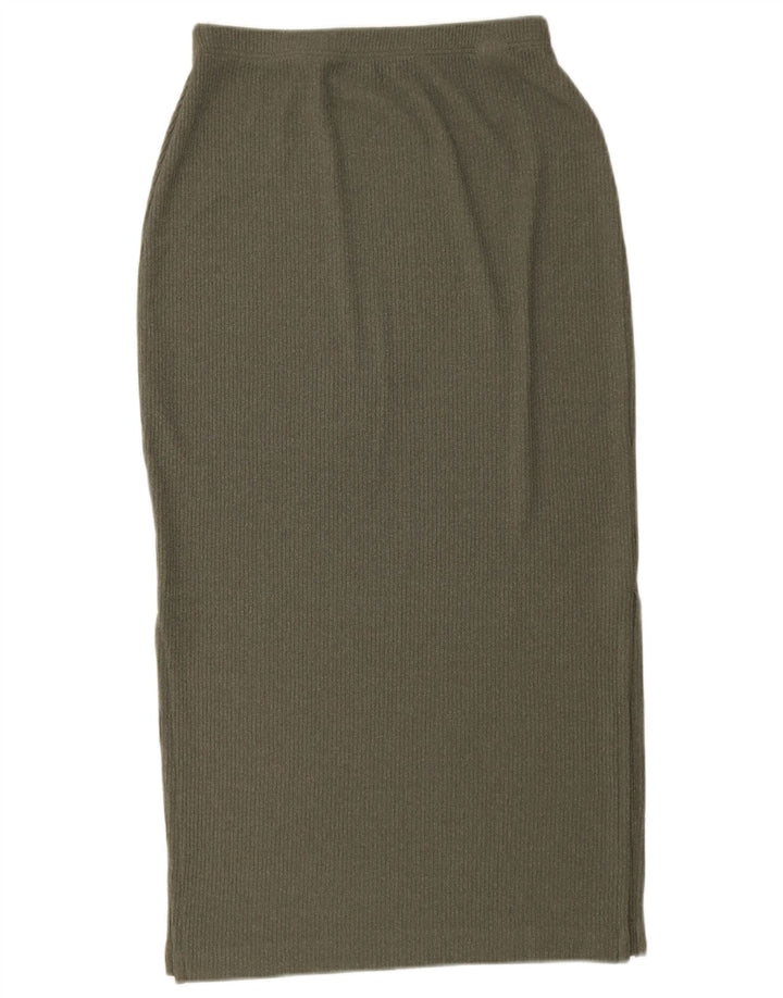 Marks & Spencer Jupe mi-longue en tricot pour femme UK 12 Medium W28 Kaki Polyester