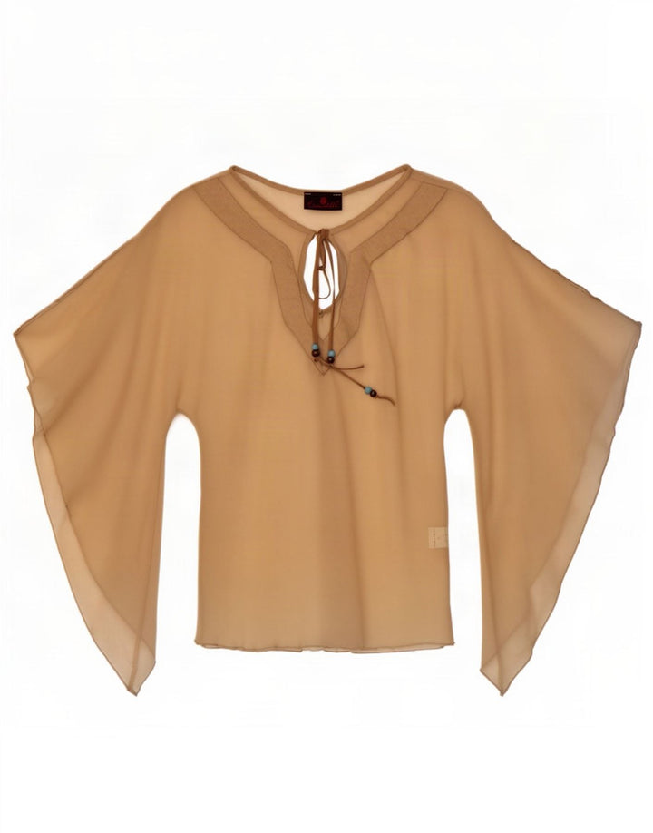 Escandelle Haut transparent chauve-souris pour femme UK 12 Polyester beige moyen