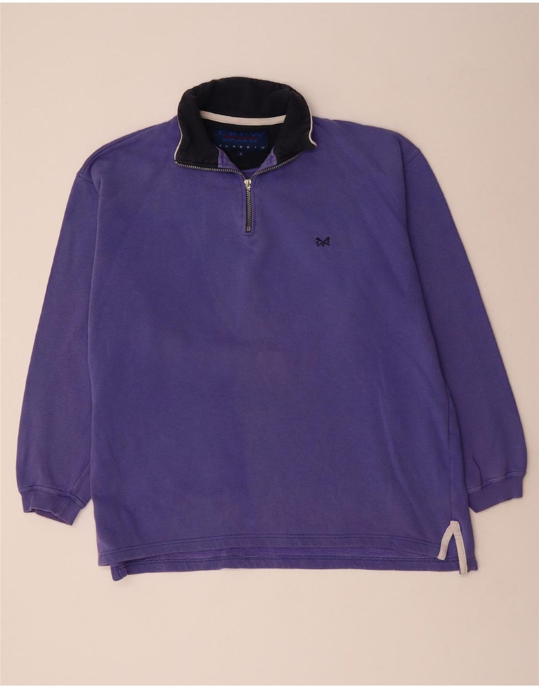 CREW CLOTHING Sweat-shirt à col zippé pour homme en coton violet Taille L