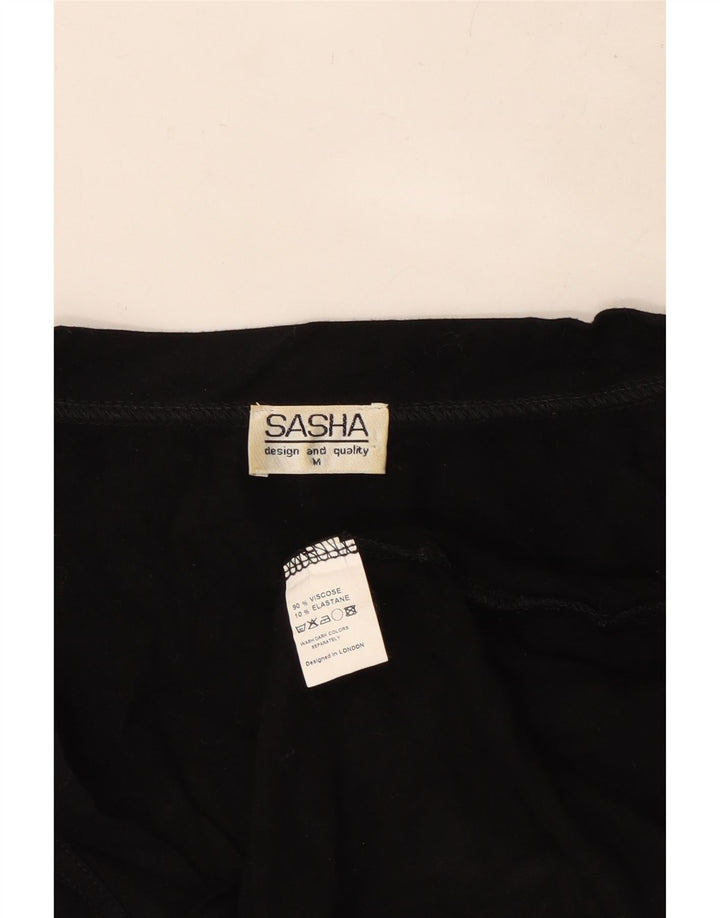 SASHA Chemisier court pour femme UK 42 en viscose noire moyenne