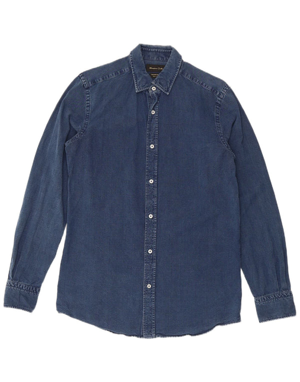 Massimo Dutti Mens Regular Fit Denim Shirt Small Blue Cotton