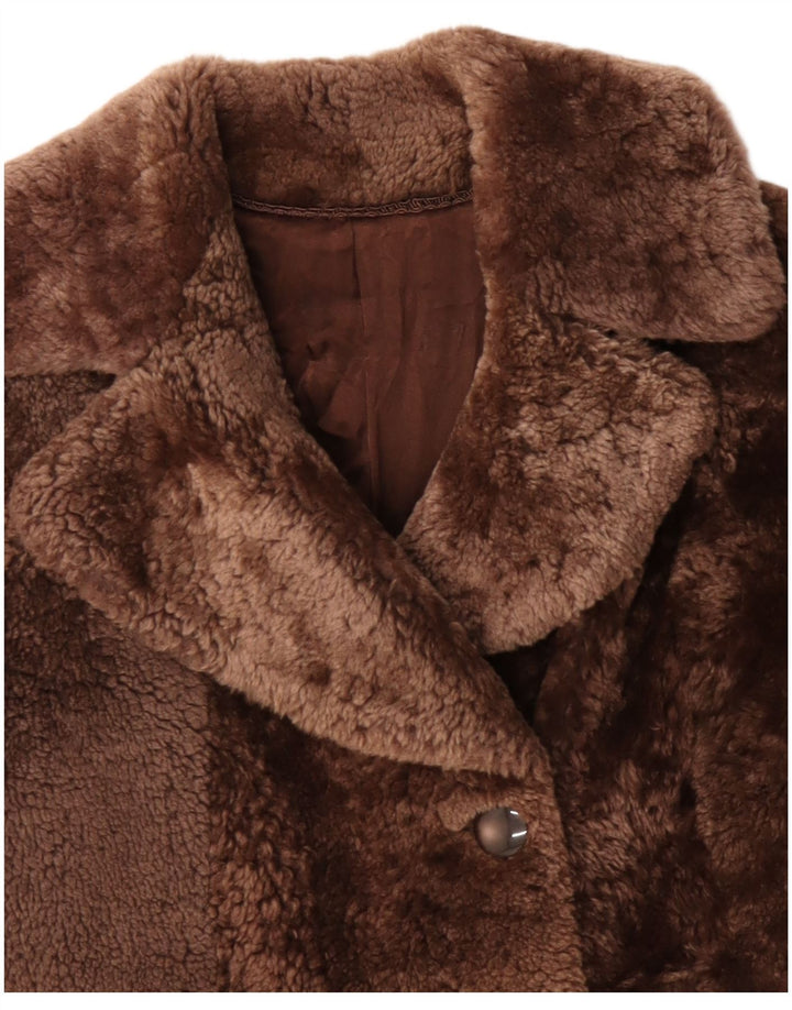 Anfor Veste en peau de mouton à double boutonnage pour femme IT 44 Marron moyen