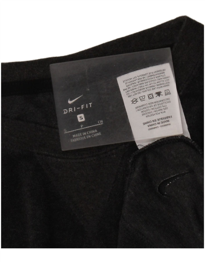Nike Womens Dri Fit Crop Top Manches Longues UK 10 Petit Noir Polyester