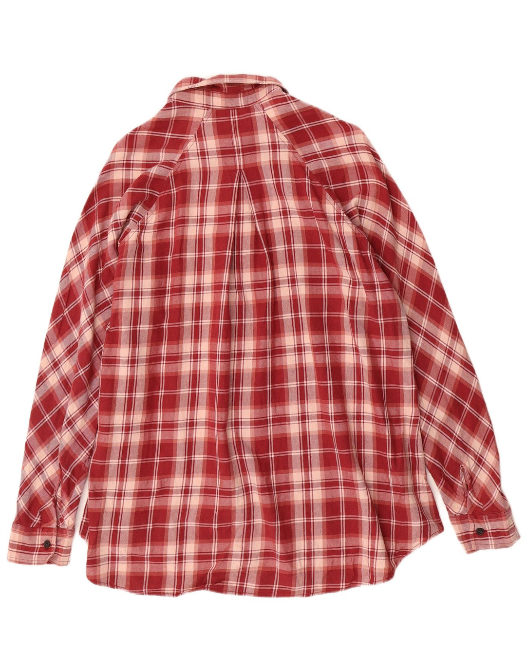 EDDIE BAUER Chemise longue en flanelle coupe ample pour femme UK 14 à carreaux rouges moyens
