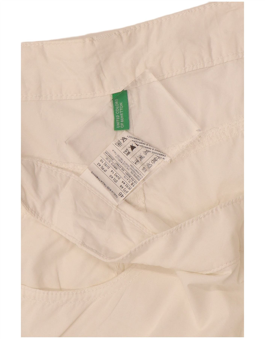 BENETTON Short décontracté pour femme UK 14 Large W38 Coton Blanc