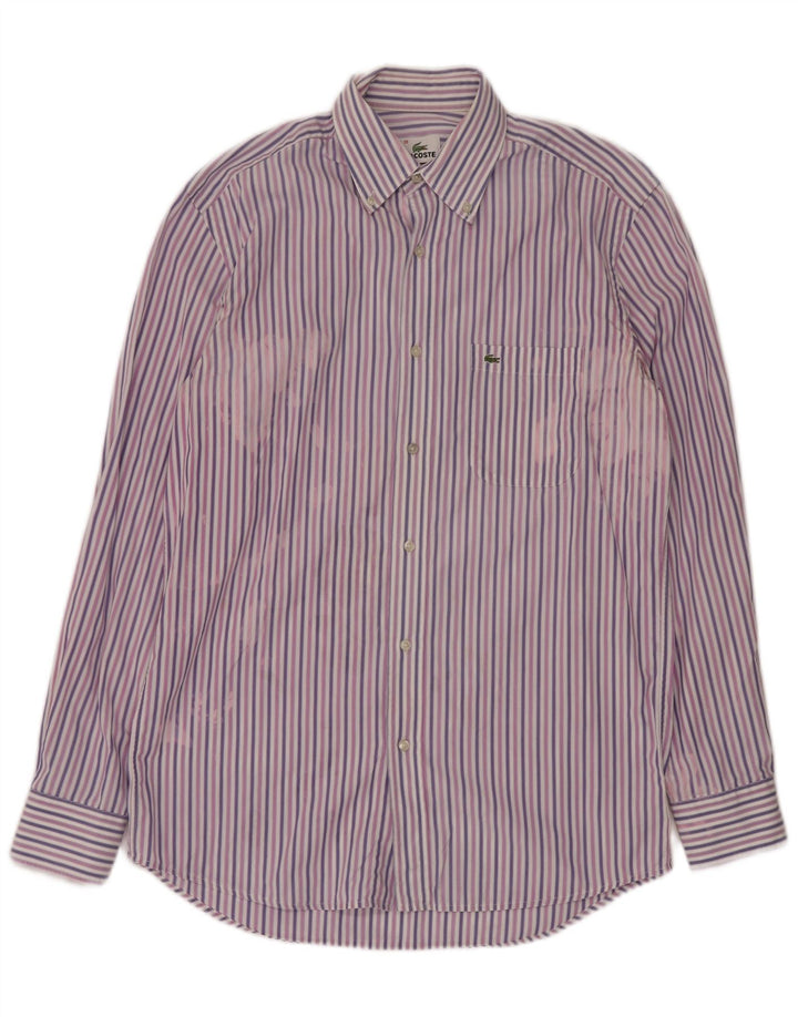 LACOSTE Chemise Homme Taille 39 Coton Rayé Violet Moyen