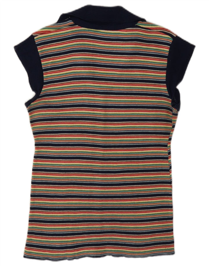 vintage Womens Knit Blouse Top UK 12 Moyen Multicolore Rayé