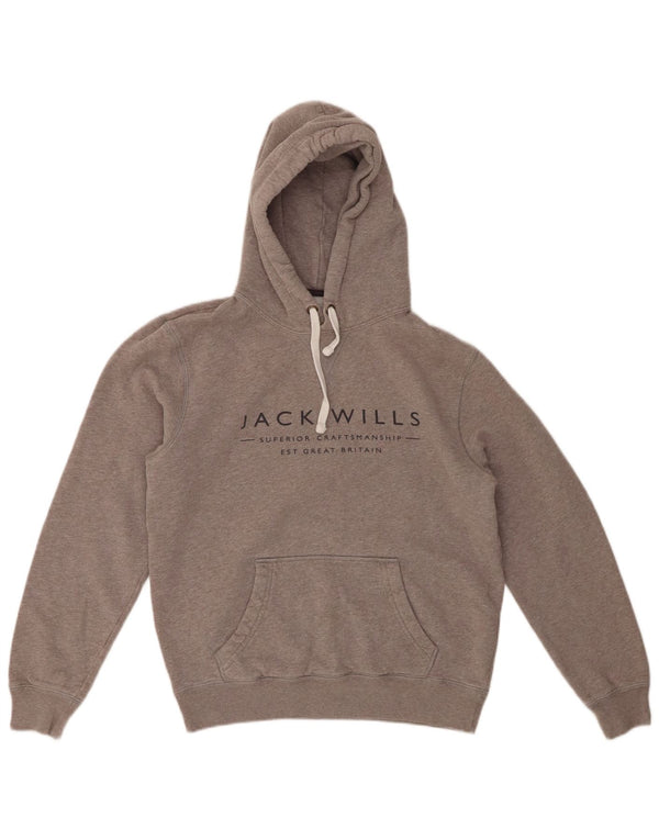 JACK WILLS Pull à capuche surdimensionné graphique pour femme UK 6 XS Gris Coton