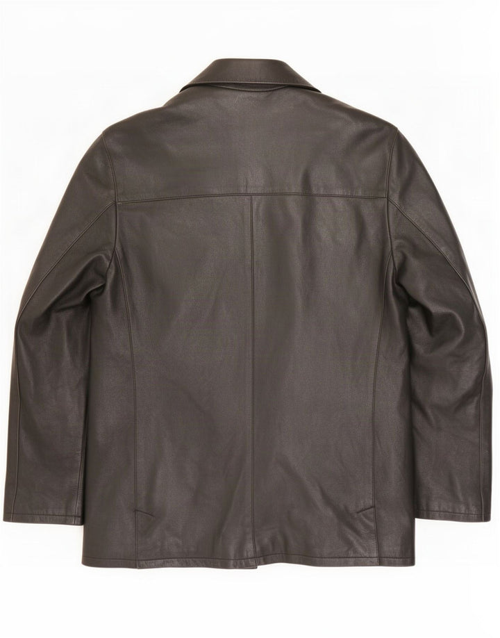 Conbipel Veste Blazer En Cuir 4 Boutons Homme IT 50 Large Noir