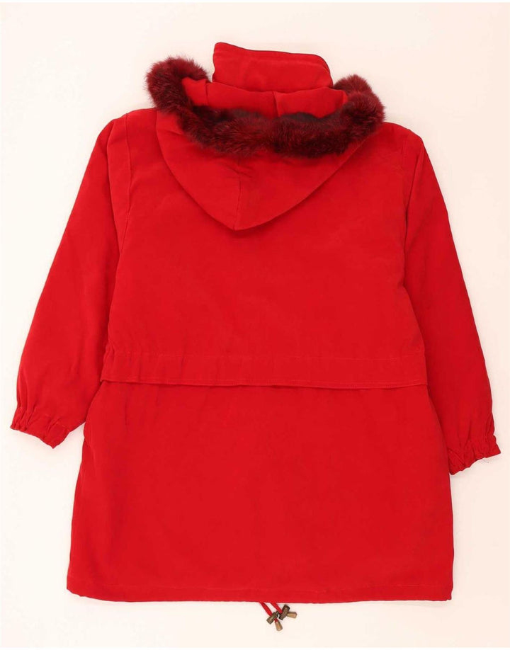 Veste Parka surdimensionnée à capuche femme vintage UK 18 XL Polyester rouge
