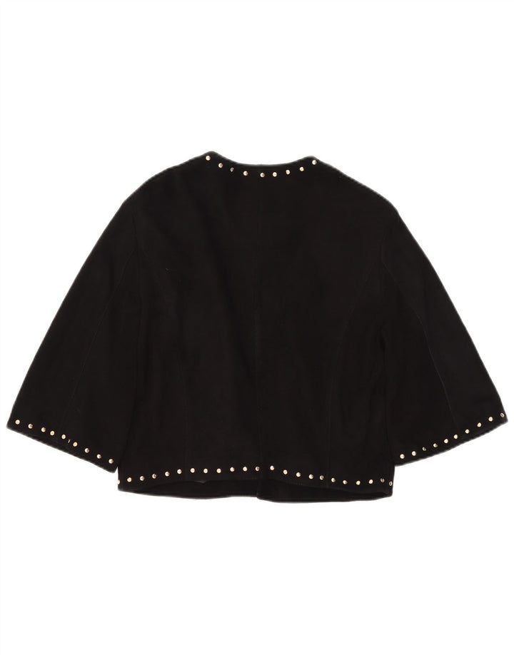 Tenax Veste boléro en daim à manches 3/4 pour femme IT 44 Cuir noir moyen