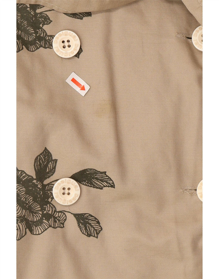 Desigual Trench-Coat Double Boutonnage Femme EU 38 Beige Moyen Floral