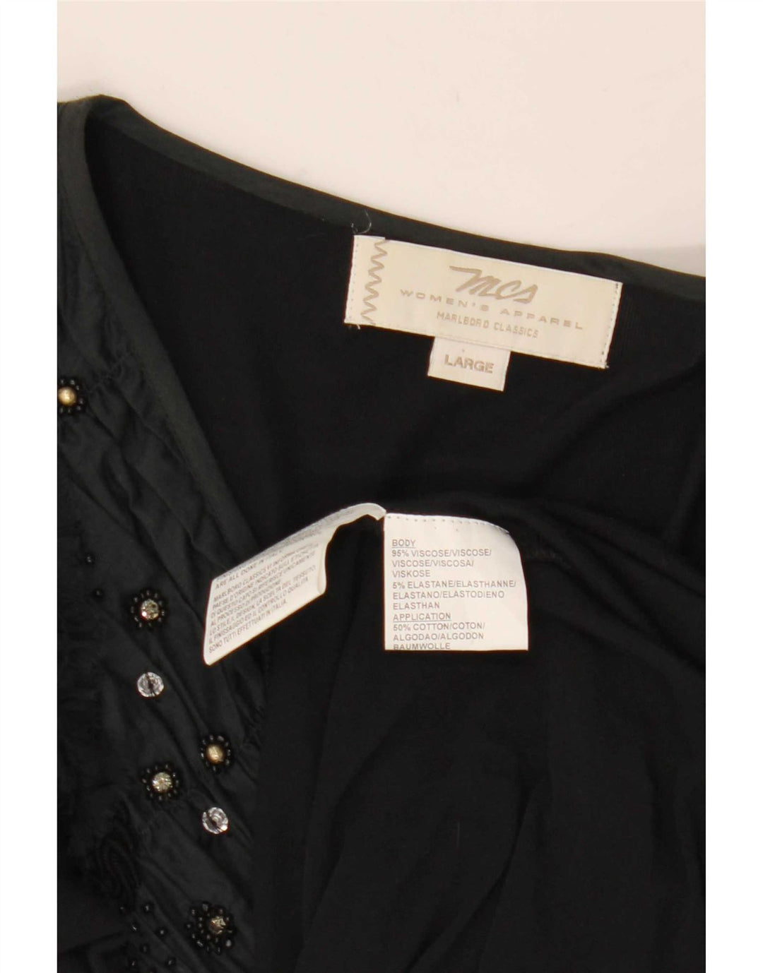 Marlboro Classics Tunique à manches longues pour femme UK 14 Large Noir Viscose