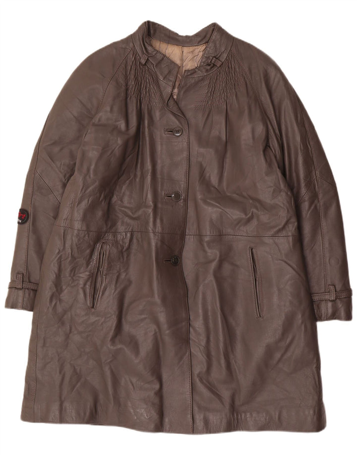 Manteau en cuir femme vintage IT 48 XL Gris