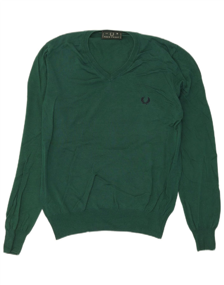 Fred Perry Pull Col V Homme Vert Moyen Coton