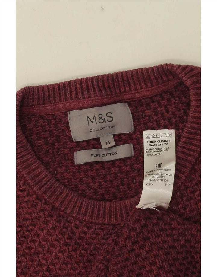 Marks & Spencer Pull à col rond pour homme en coton bordeaux moyen
