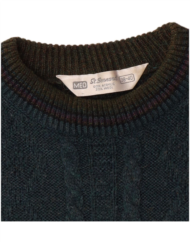 St. Bernard Pull ras du cou pour homme EU 38/40 Vert moyen rétro