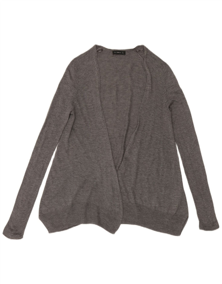 Zara Cardigan ouvert long pour femme UK 14 Gris moyen Polyester