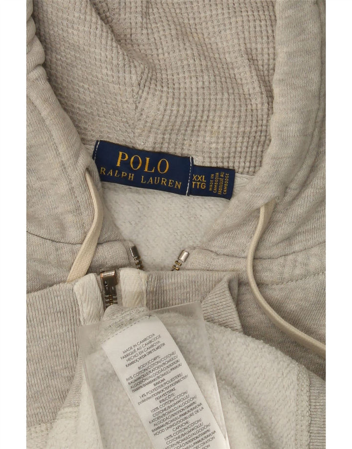 POLO RALPH LAUREN Pull à capuche zippé surdimensionné pour femme UK 20 2XL Gris
