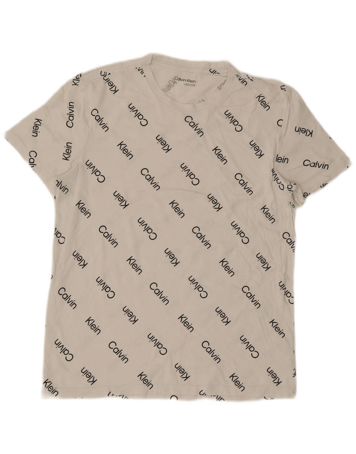 Calvin Klein T-Shirt Graphique Homme Blanc Moyen Coton