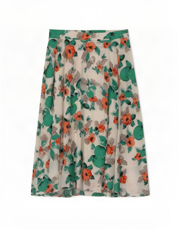 Madeleine Jupe évasée taille haute pour femme IT 42 Medium W30 Blanc Floral