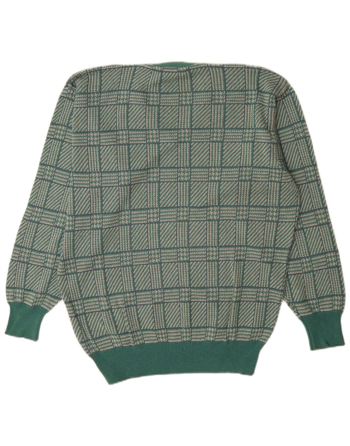 St. Andrews Pull col V pour homme Motif pied-de-poule Vert