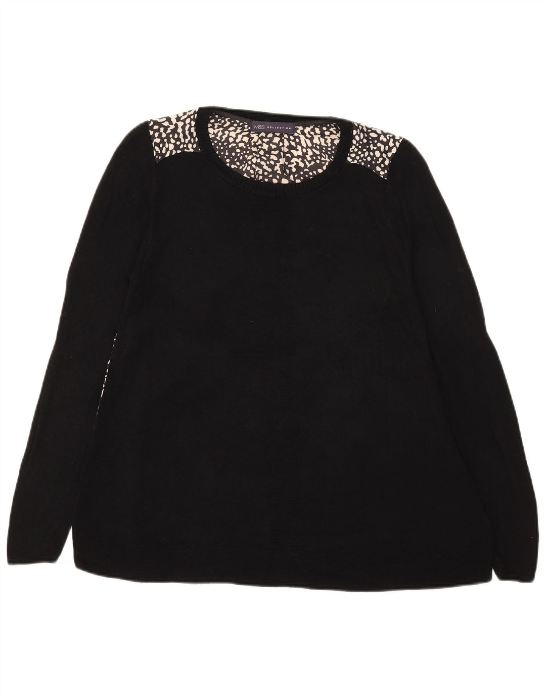 Marks & Spencer Haut à manches longues pour femme UK 42 Medium Noir Imprimé animal