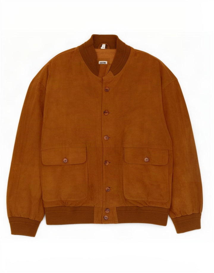 Veste Bomber En Daim Vintage Homme IT 56 3XL Cuir Beige