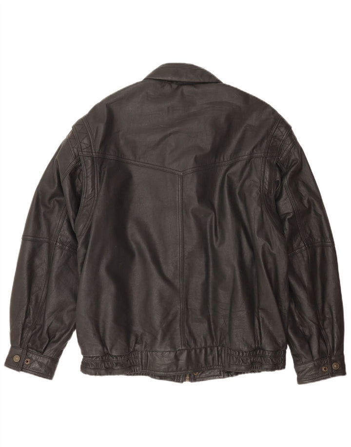veste en cuir bomber homme vintage EU 50 grand cuir noir