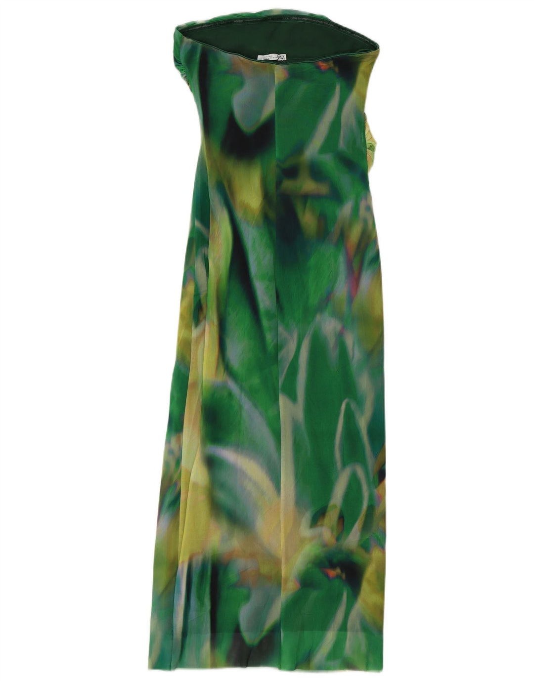 ZARA Femme Robe Maxi Bustier à Motif Abstrait UK 12 Vert Moyen