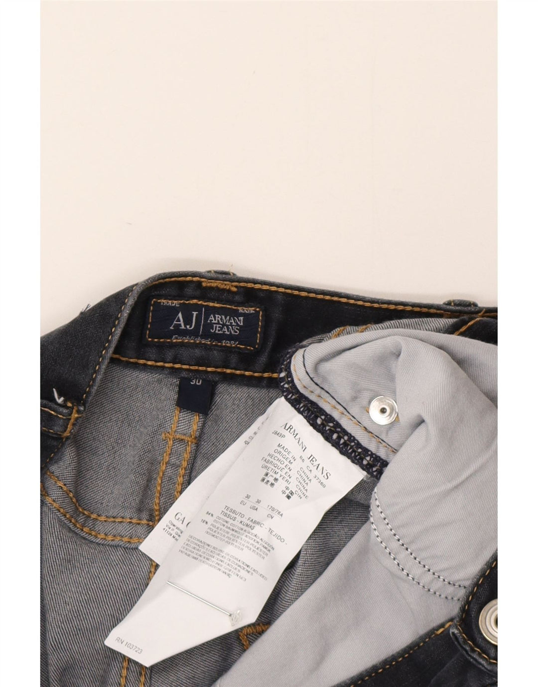 Armani Jeans Slim Homme W30 L30 Bleu Marine Coton