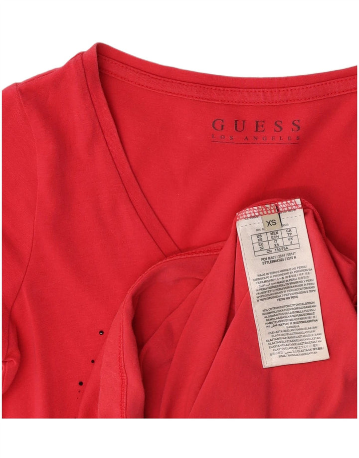 GUESS T-shirt graphique pour femme UK 4 XS Rose Coton