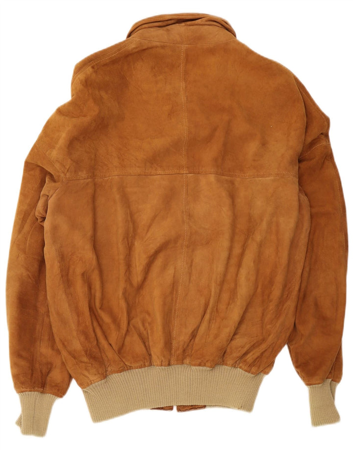 vintage Mens Suede Bomber Jacket UK 40 Grand Cuir Brun