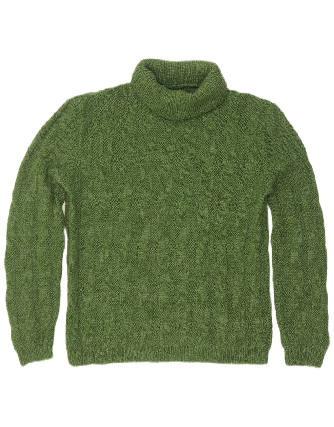 vintage Mens Roll Neck Jumper Pull Petit Vert