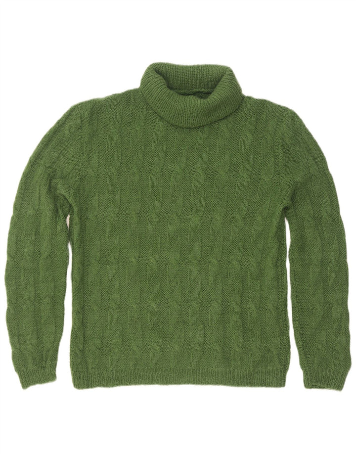vintage Mens Roll Neck Jumper Pull Petit Vert