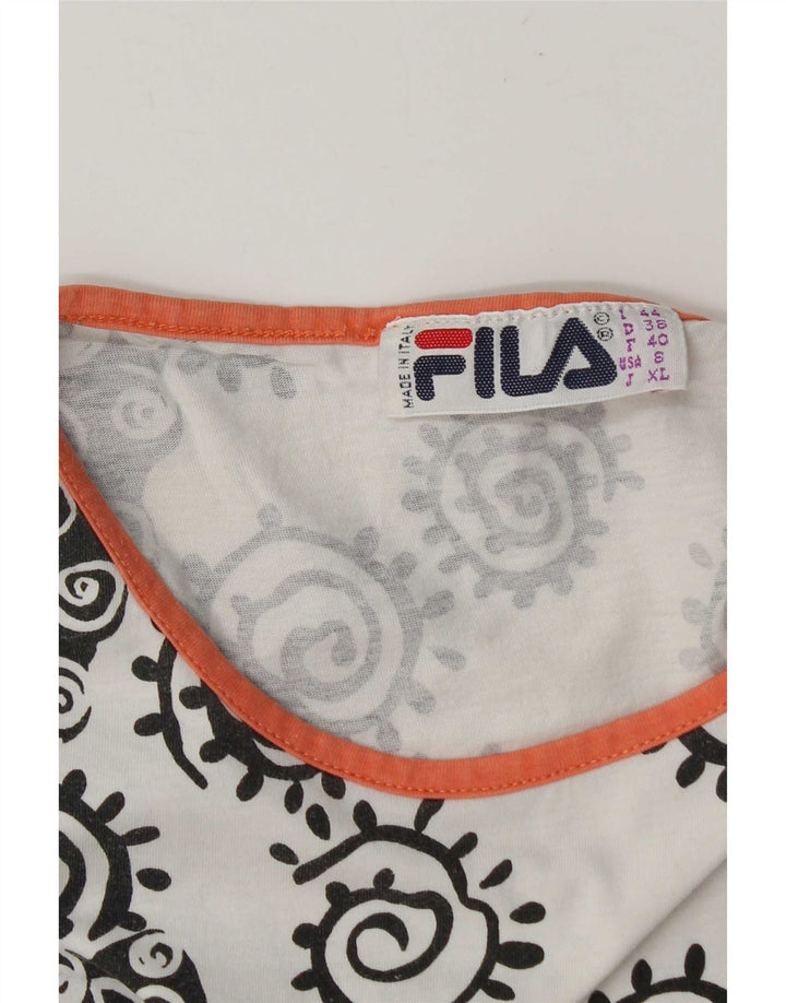 Fila T-Shirt Femme Top IT 44 Medium Blanc Paisley